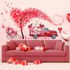 2 Large Sheets Valentine's Day Wall Decor Stickers Pink Red Heart Tree Wall Decals for Home Bedroom Wall Decoration Red Truck Gnome Wall Stickers Valentines Wedding Anniversary Room Romantic Decor view 1