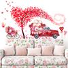 2 Large Sheets Valentine's Day Wall Decor Stickers Pink Red Heart Tree Wall Decals for Home Bedroom Wall Decoration Red Truck Gnome Wall Stickers Valentines Wedding Anniversary Room Romantic Decor view 2
