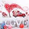 2 Large Sheets Valentine's Day Wall Decor Stickers Pink Red Heart Tree Wall Decals for Home Bedroom Wall Decoration Red Truck Gnome Wall Stickers Valentines Wedding Anniversary Room Romantic Decor view 3