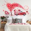 2 Large Sheets Valentine's Day Wall Decor Stickers Pink Red Heart Tree Wall Decals for Home Bedroom Wall Decoration Red Truck Gnome Wall Stickers Valentines Wedding Anniversary Room Romantic Decor view 4