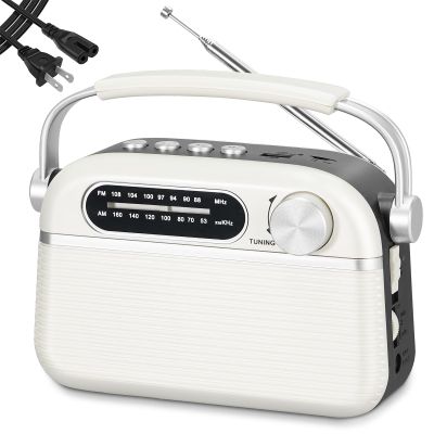 PRUNUS J-130 Radio Portable AM FM, for Dad and Mom, AC Power,Battery Operated/Rechargeable Radio for Emergency Use, Vintage Radios with Bluetooth for Outdoor/Home/Gift