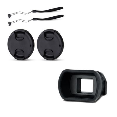 58mm Front Lens Cap Cover & Soft Long Eyecup for Canon Rebel T7 T6 T5 T8i T7i T6s T6i T5i T4i T3i T2i T1i SL3 SL2 SL1 4000D T100 XSi XTi Camera with EF-S 18-55mm Kit Lens