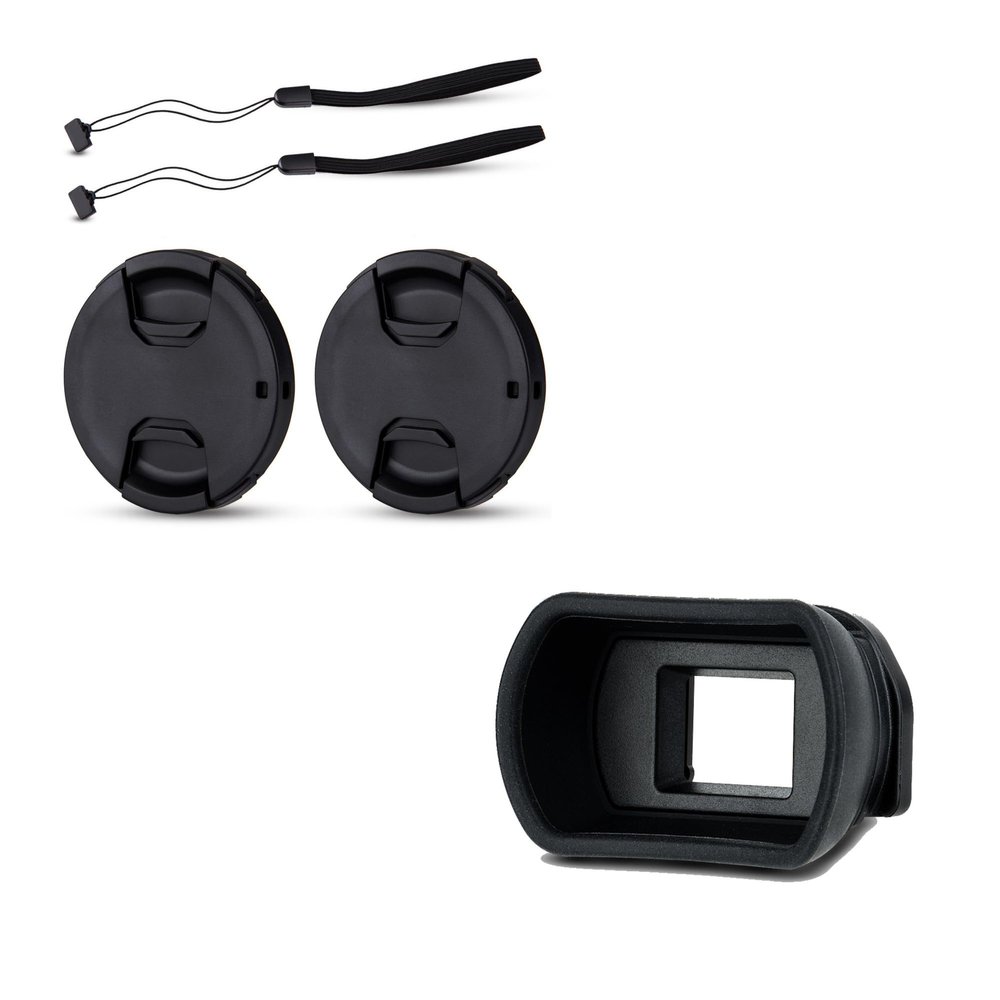 58mm Front Lens Cap Cover & Soft Long Eyecup for Canon Rebel T7 T6 T5 T8i T7i T6s T6i T5i T4i T3i T2i T1i SL3 SL2 SL1 4000D T100 XSi XTi Camera with EF-S 18-55mm Kit Lens