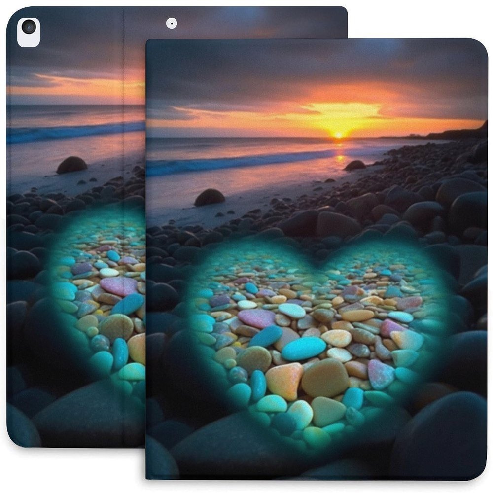 Beach Colorful Heart Case for iPad 7th And iPad 8th And iPad 9th Gen [10.2 Inch],iPad Air 3rd 10.5''(2019),iPad Pro 2nd 10.5''(2017) with Pencil Holder, Protective Case with Soft TPU Back, Auto Sleep
