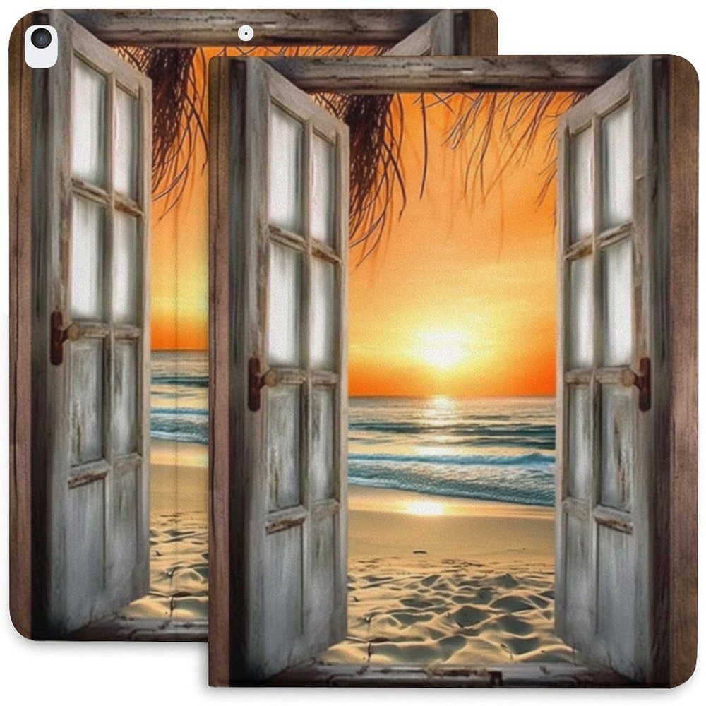 Beach by The Window Case for iPad 7th And iPad 8th And iPad 9th Gen [10.2 Inch],iPad Air 3rd 10.5''(2019),iPad Pro 2nd 10.5''(2017) with Pencil Holder, Protective Case with Soft TPU Back, Auto Sleep/