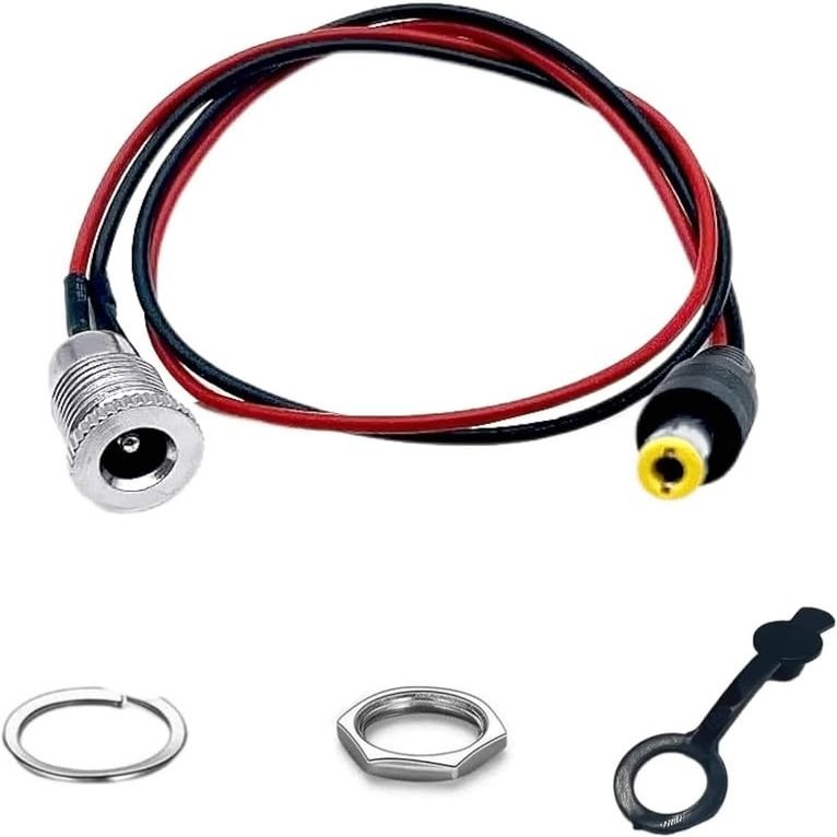 GYL 5.5 x 2.1 mm DC Plug Power Jack Socket Threaded Female Panel Mount Connector Adapter with Dustproof Plug 5.5x2.1/5.5x2.5 DC Male Socket Jack Plug with Wire