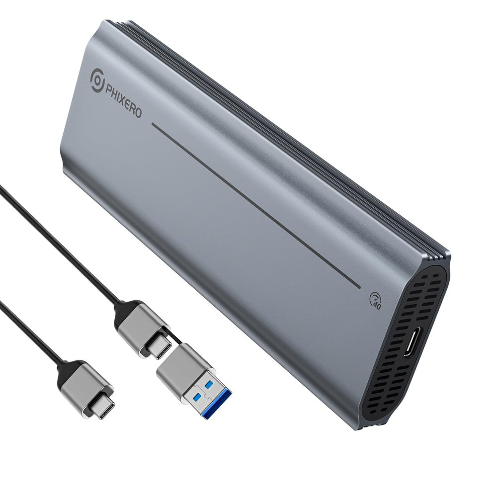 PHIXERO (40Gbps & Fan) PhiBox Pro M.2 NVME SSD Enclosure, Tool-Free, Compatible with USB4/3/2, Thunderbolt 4/3.
