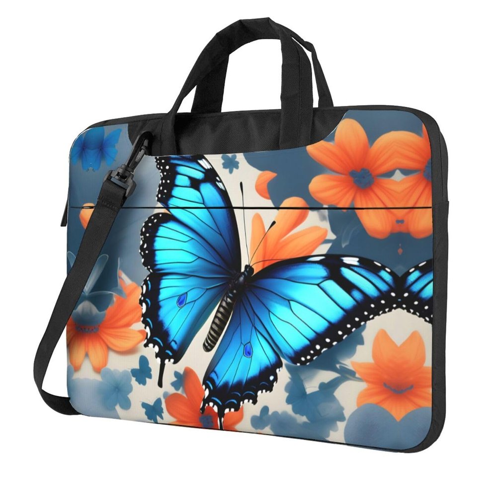 Blue Butterfly Laptop Bag 15.6 Inch, Business Briefcase Gifts For Men Women, Messenger Shoulder Bag With Strap