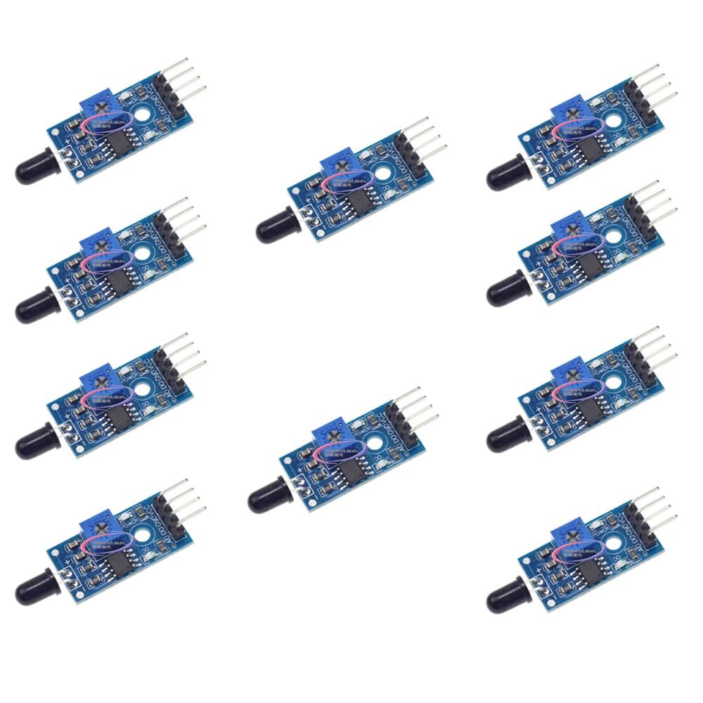 Flame Sensor Module Fire Source Detection Module Infrared Receive Module (4Wire) Pack of 10