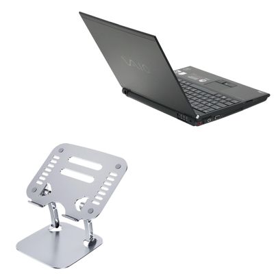 BoxWave Stand and Mount Compatible with Sony Vaio VGN-SZ680 - Executive VersaView Laptop Stand, Ergonomic Adjustable Viewing Angle Metallic Riser - Metallic Silver