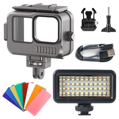 ELBFAE Waterproof 40M Underwater Led Video Diving Fill Light Lamp for Gopro Hero 11 10 9 Action Camera Accessories (Size : Combo 3)