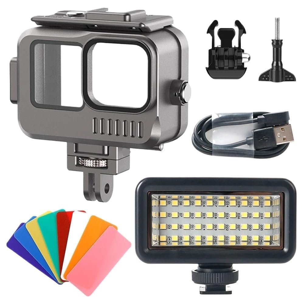 ELBFAE Waterproof 40M Underwater Led Video Diving Fill Light Lamp for Gopro Hero 11 10 9 Action Camera Accessories (Size : Combo 3)