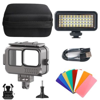 ELBFAE Waterproof 40M Underwater Led Video Diving Fill Light Lamp for Gopro Hero 11 10 9 Action Camera Accessories (Size : Combo 4), ELBFAE666