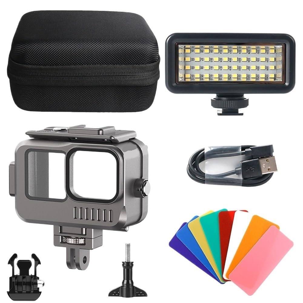ELBFAE Waterproof 40M Underwater Led Video Diving Fill Light Lamp for Gopro Hero 11 10 9 Action Camera Accessories (Size : Combo 4), ELBFAE666