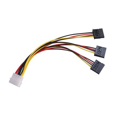 22cm SATA Adapter Cable IDE 4Pin Male to 3 Port SATA Female Splitter Hard Drive Power Supply Cable SATA Cable  New