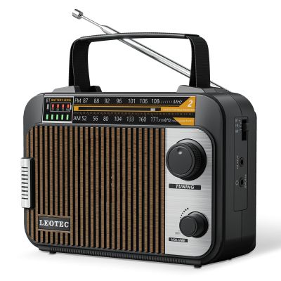 LEOTEC AM FM Radio with Bluetooth,Portable Vintage Transistor Radio Rechargeable Battery/4 AA Cell Battery Operated/Plug in Wall,AUX,Big Speaker,Headphone Small Gifts for Senior