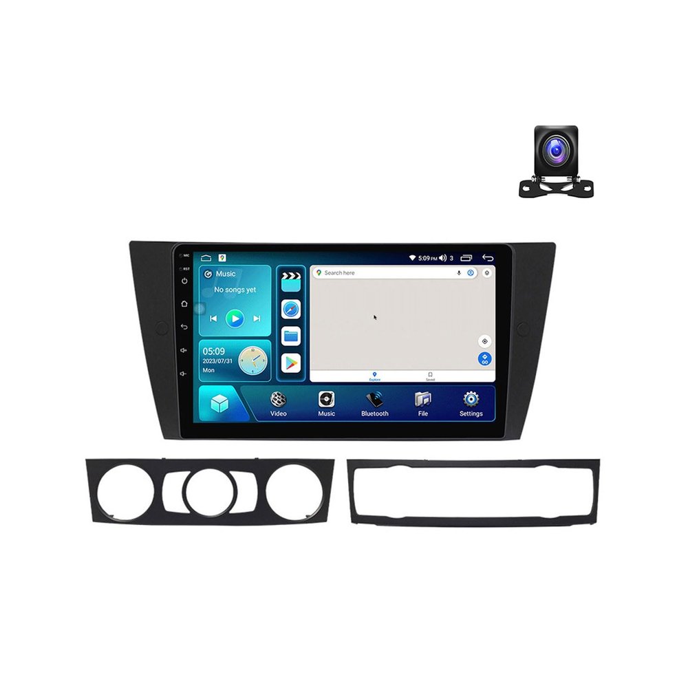 Double Din Car Stereo Multimedia Radio for BMW 3 Series E90/E91/E92/E93 9 Inch Touchscreen with Navigation MP5 Player, DSP RDS FM Car Radio with Carplay/Android Auto,4 core m100s 1g+32g