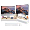 Adjustable Monitor Stand Riser with Acrylic Legs19.3" Length Dual Monitor Stand for Desk2-Tier Wood Desktop Organizer for Computer, Laptop, Printer & PC Modern Aesthetic Desk Shelf(wood-wavy) view 2