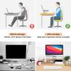 Adjustable Monitor Stand Riser with Acrylic Legs19.3" Length Dual Monitor Stand for Desk2-Tier Wood Desktop Organizer for Computer, Laptop, Printer & PC Modern Aesthetic Desk Shelf(wood-wavy) view 3
