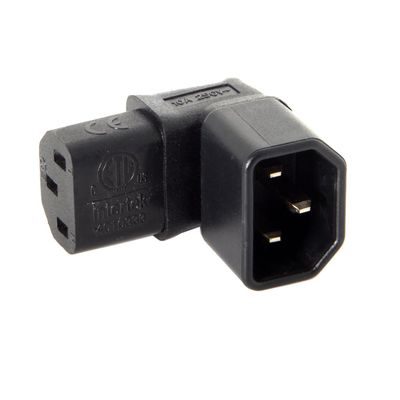NFHK IEC Male C14 to Up+Down Direction Right Angled 90 Degree IEC Female C13 Power Extension Adapter AC Convertor
