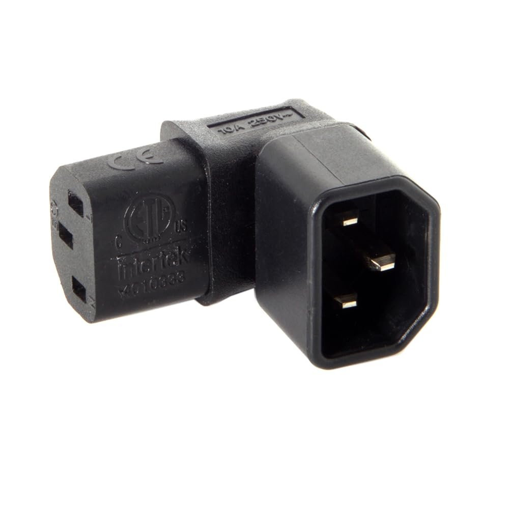 NFHK IEC Male C14 to Up+Down Direction Right Angled 90 Degree IEC Female C13 Power Extension Adapter AC Convertor