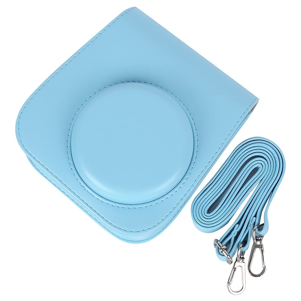 QANYEGN PU Leather Camera Pouch, Camera Protective Bag, Portable Camera Bag with Shoulder Strap and Pocket for Mini 11 Camera(Blue)