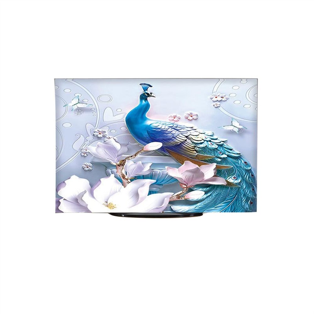 BuniQ SHIJT Tv Cover Protector Box Television Enclosure, Painting TV Screen Protection for Flat Led, Tv Display Cover for Moving(Peacock A,70 inches)