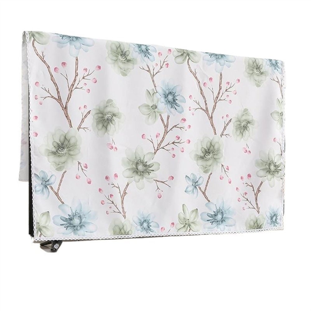 BuniQ SHIJT Tv Cover Cloth Tassels Screen Protectors, Display Universal Tv Enclosure for Moving, Flat Led LCD TV Protective, Painting Box(C-Green Flowers,55 inch)