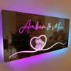 Drawelry Personalized Name Mirror LED Light - Custom Photo Date Light Up Neon Signs Livingroom Bedroom Wall Decor - Custom Photo view 3