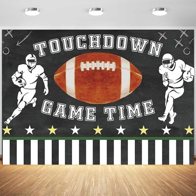 15x8ft Football Backdrop Touch Down Football Sport Match Theme Photography Background Boys Kids Birthday Football Party Banner Decorations Supplies Photo Booth Props