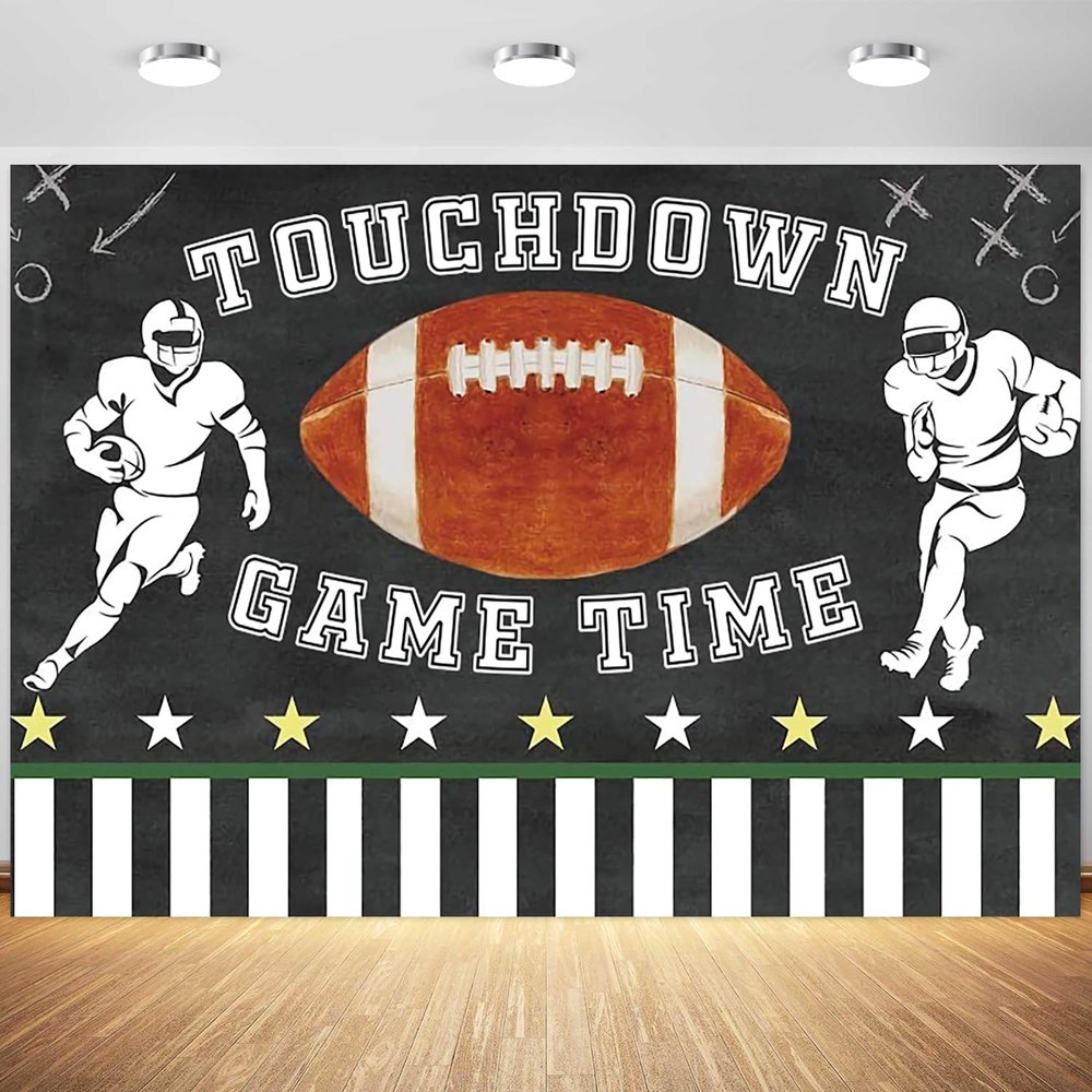 15x8ft Football Backdrop Touch Down Football Sport Match Theme Photography Background Boys Kids Birthday Football Party Banner Decorations Supplies Photo Booth Props