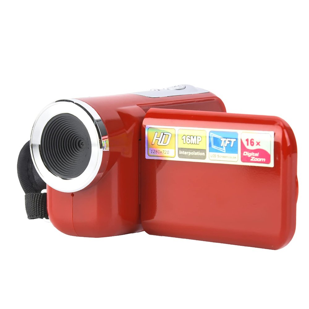 QANYEGN Digital Video Camera Toy, Handheld Video Camcorder Toy, 16X HD Digital Video Camera Camcorder with TFT LCD Sceen(Red)