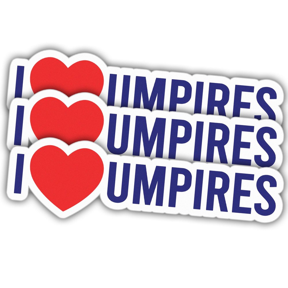 (3pcs) I Love Umpires Colors Vinyl Stickers, Weather-Resistant Sticker for Water Bottles, Laptop, Window, Car 3pcs Size 3"