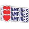 (3pcs) I Love Umpires Colors Vinyl Stickers, Weather-Resistant Sticker for Water Bottles, Laptop, Window, Car 3pcs Size 3" view 1