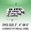 (2pcs) Go Away I'm Reading Text Black Vinyl Stickers, Weather-Resistant Sticker for Water Bottles, Laptop, Window, Car 2pcs Size 3" view 2