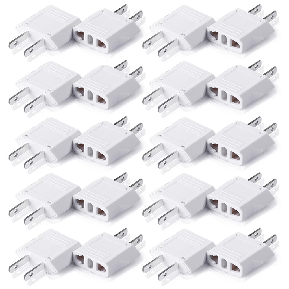 Bates - EU to US Plug Adapter, 20 Pack, Europe to USA