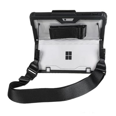 TEKNET Case Heavy Duty Shockproof Clear Case for Microsoft Surface Go 4 Go 3 Go 2 Go 10.5 Inch with Shoulder Strap and Hand Strap (Black)