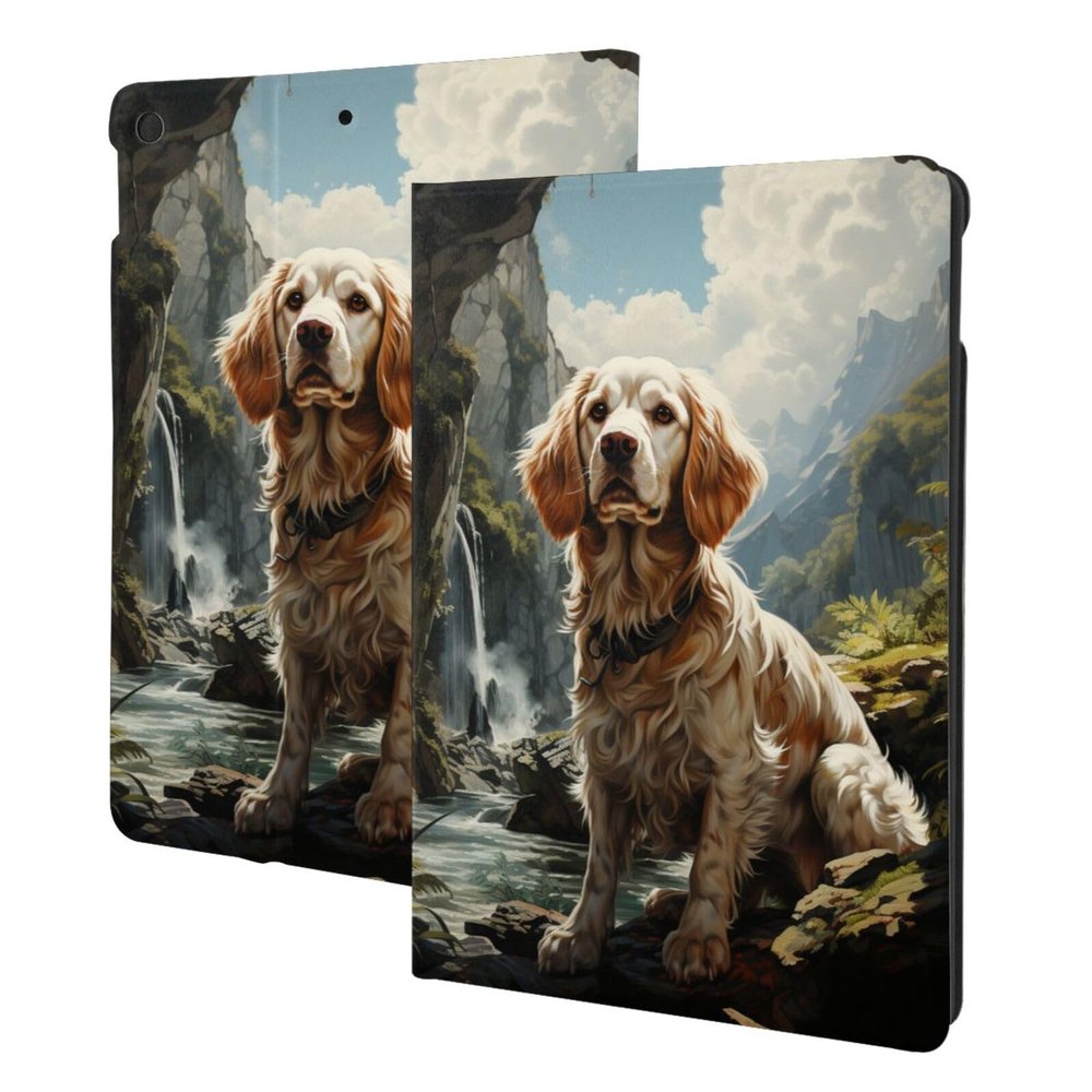 IYOVI Case for 2019 iPad 10.2 inch, for iPad 7th(A2197 A2200 A2198 A2199) Multi-Angle Viewing Stand,Auto Sleep Wake,Clumber_Spaniel Print