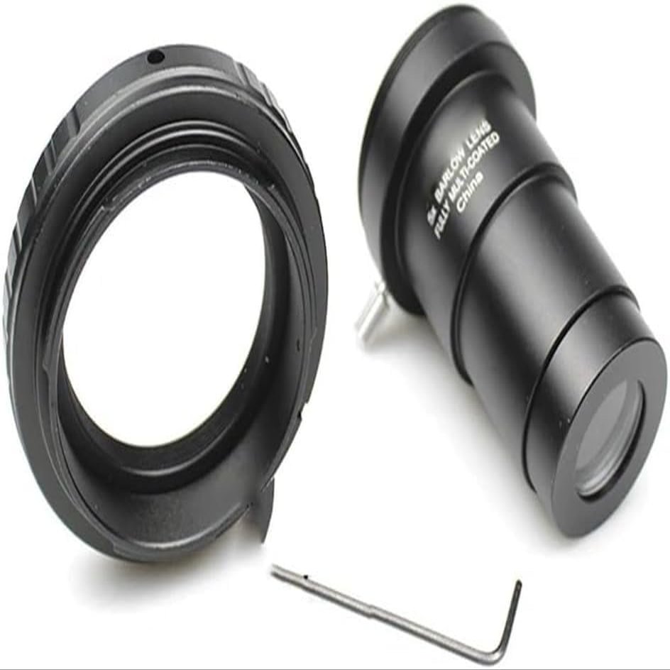 ZGYDNM Telescope Accessory Set Metal 5X Barlow Lens with Camera mounting Adapter for 70400 monocular Telescope Camera, As Shown in the Figure