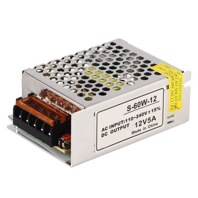 12V 5a Power Supply, 60W LED Driver Universal Voltage Regulator Transformer Converter Adapter AC 110V-220V DC 12V Low Voltage Output for LED Lights Billboard Power Supply Monitor Power Supply 60W Powe