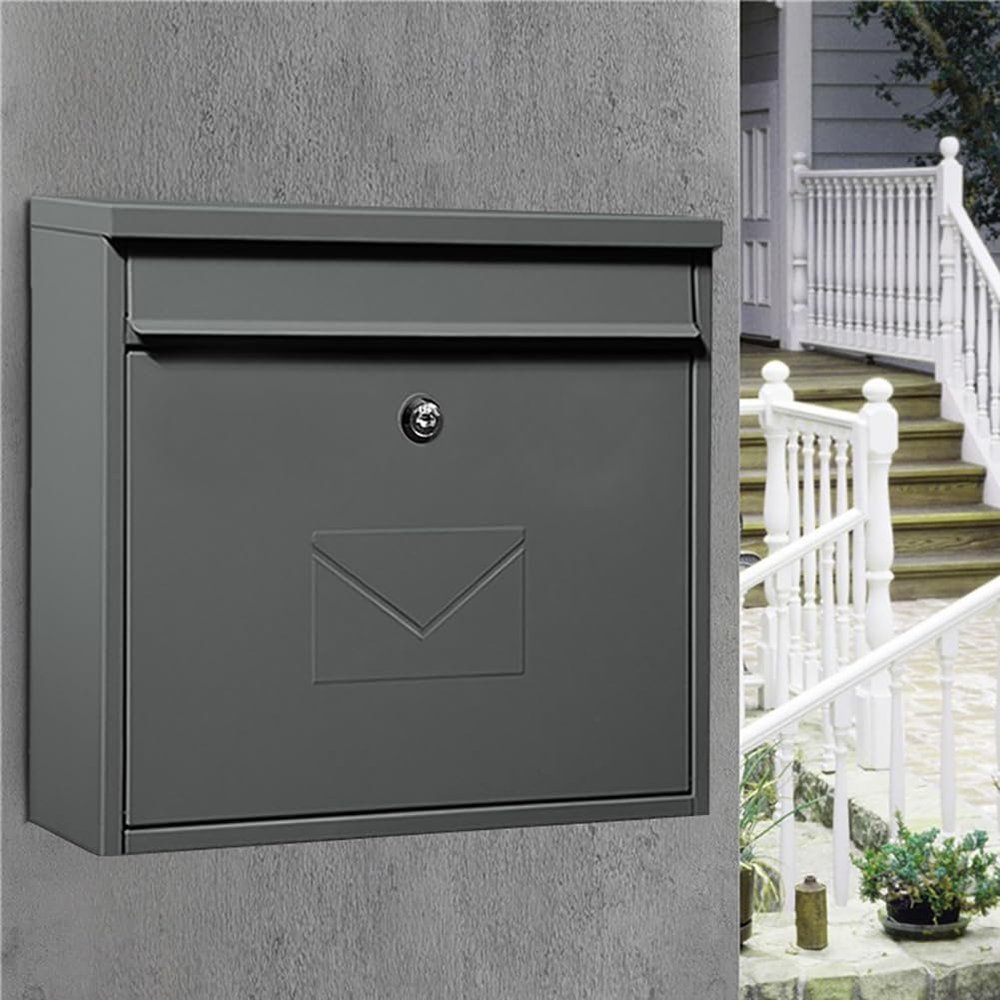 CHIPEL Outdoor Indoor Principal Dean Suggestion Box, Large Capacity Wall Mounted Mailbox, Galvanized Steel Letter Organizer, Home PO Box, Easy to Install (Color : Dark Gray)