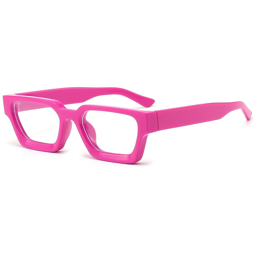 EYLRIM Thick Square Frame Blue Light Glasses for Women Men Non Prescription Computer Eyeglasses(Rose Red)