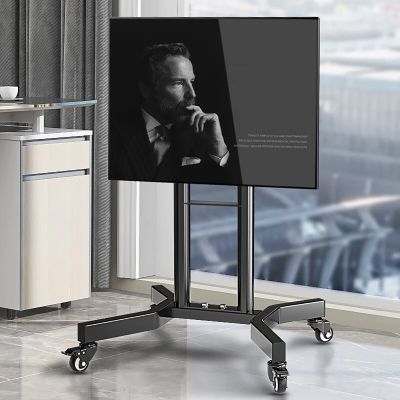 Universal TV Stand Mobile TV Cart On Wheels For 32-65 Inch TVs, Height Adjustable Portable Rolling TV Floor Stand, Holds Up To 35kg/77lbs, Max VESA 400x400mm