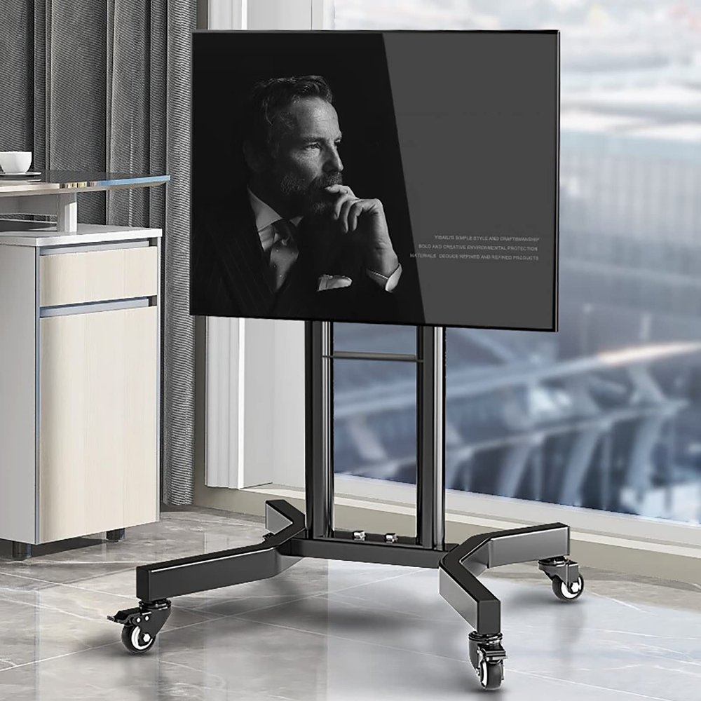 Universal TV Stand Mobile TV Cart On Wheels For 32-65 Inch TVs, Height Adjustable Portable Rolling TV Floor Stand, Holds Up To 35kg/77lbs, Max VESA 400x400mm