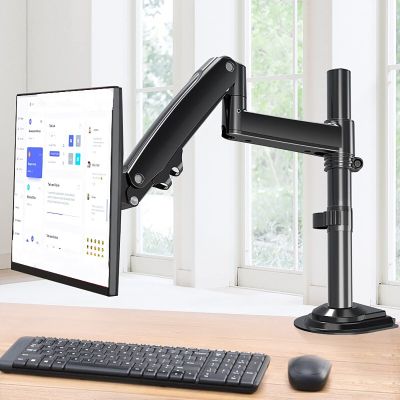 Universal TV Stand Monitor Mount, Articulating Gas Spring Monitor Arm, For 22-35 Inch Screens, Each Arm Holds 4.4 To 26.4lbs, With Clamp, Perforation Mounting Base