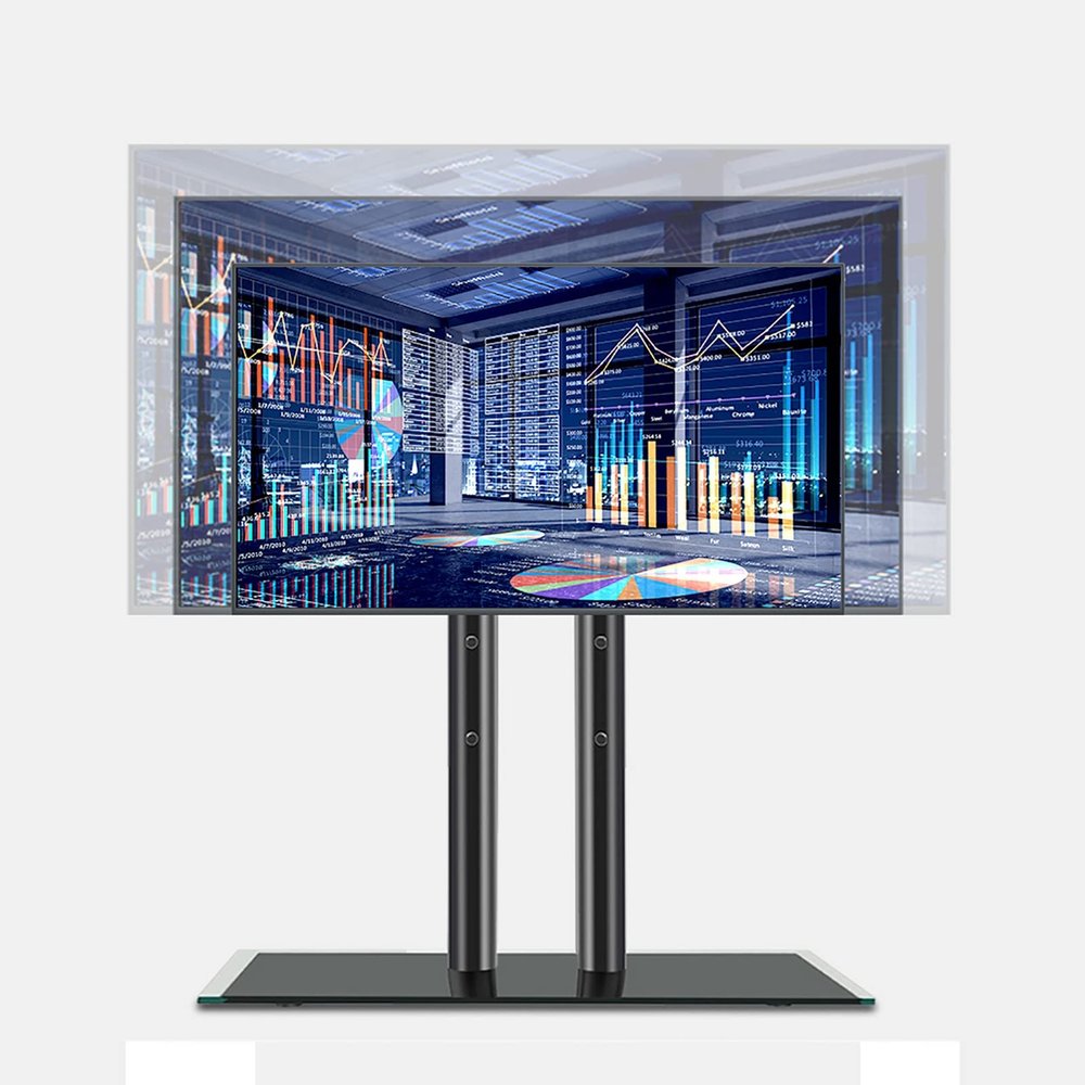Universal TV Stand Table Top TV Stand For 40-65inch, Height Adjustable Tabletop TV Base With Tempered Glass Base, VESA Up To 600x400 Mm, With Loading 50kg/110lbs