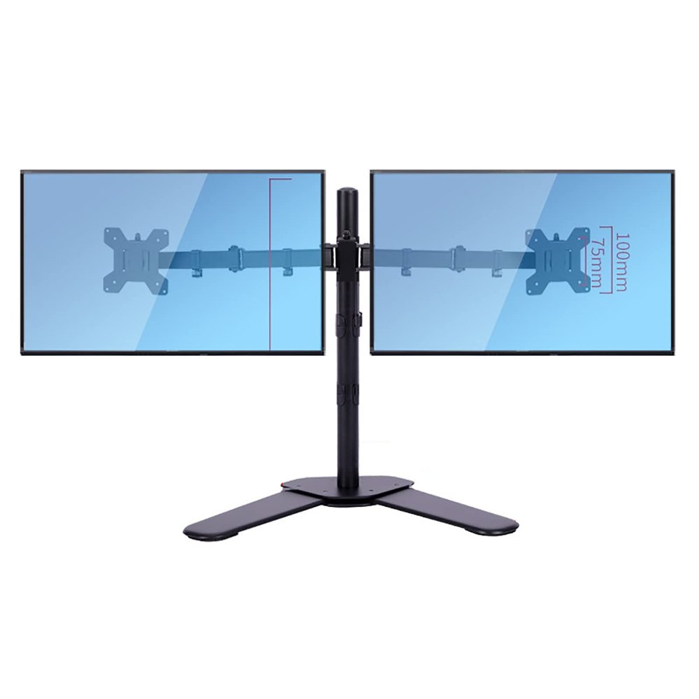 Universal TV Stand Dual Monitor Stand Mount, Full Motion Articulating Monitor Arm, Monitor Mount With Swivel,Tilt,Height Adjustable, Fits 10-27inch Screen