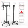 Universal TV Stand Rolling/Mobile TV Cart With Wheels For 17-55 Inch Screen, Height Adjustable Rolling TV Stand, 0-12 Angle Adjustment, Holds Up To 35kg/77lbs view 2