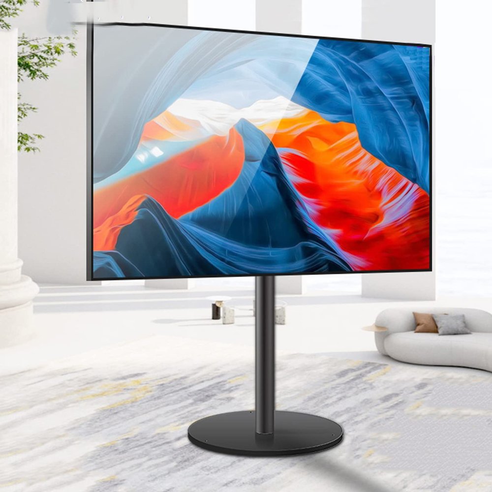 Universal TV Stand 360 Swivel TV Floor Stand With Mount For 37-75 Inch TVs, Black Metal Base, Height Adjustable TV Stand, Max VESA 600x600mm
