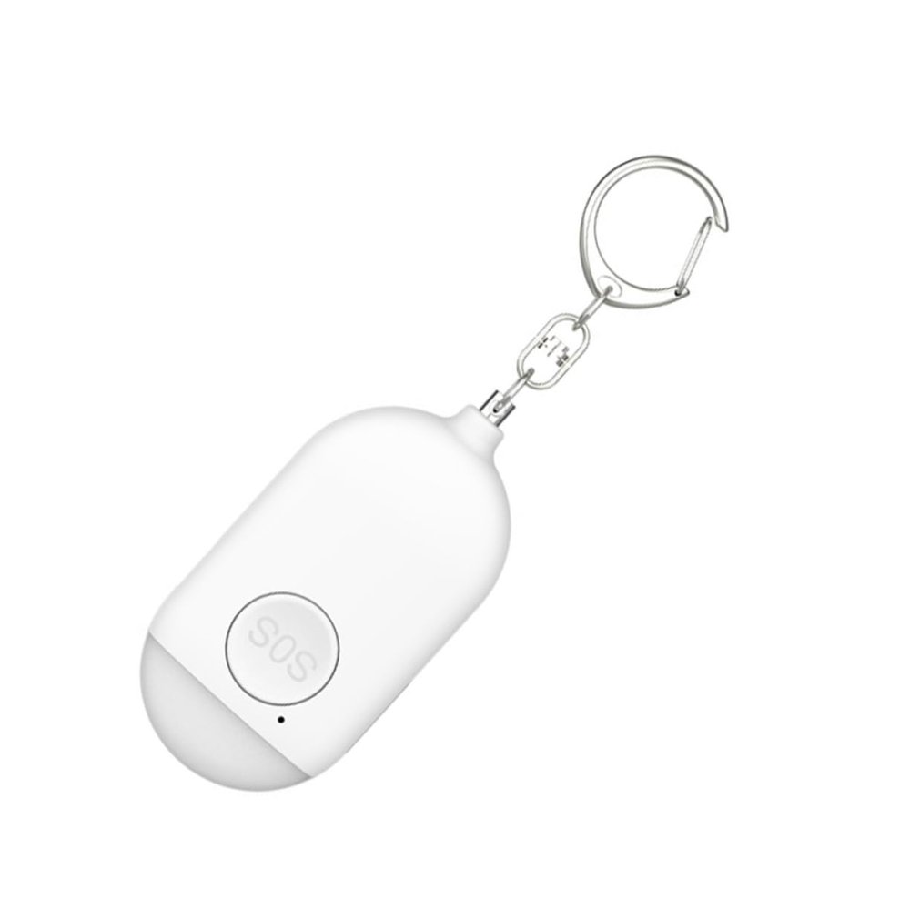 Hemoton Emergency Alarm Device for Women Personal Safety Alarm with Led Light Compact Keychain for Joggers Elderly and Night Workers White